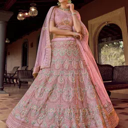 ODETTE Embroidered Thread Work Semi-Stitched Lehenga & Blouse With Dupatta-picture-10