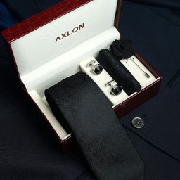 Axlon Men Floral Tie, Cufflinks, Flower Pin & Pocket Square Accessory Gift Set-99