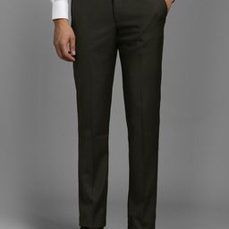 Louis Philippe Men Slim Fit Textured Flat Front Formal Trousers-picture-4