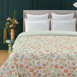 Florida Off White & Green Floral Microfiber AC Room 180 GSM Double Bed Comforter-picture-29