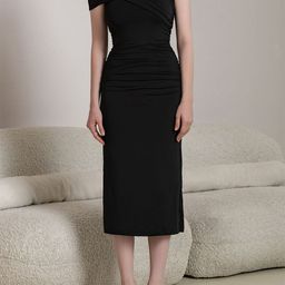 bebe One Shoulder Sheath Midi Dress-image-75