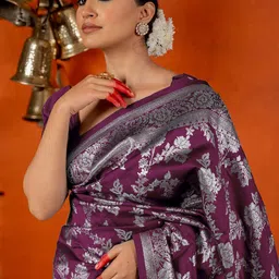 KALINI Woven Design Zari Banarasi Saree With Blouse Piece-picture-9