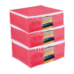prettykrafts Red & White 3 Pieces Saree Organisers-7