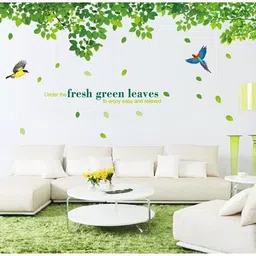 oren empower 90 cm (Double Sheet) Extra Large Fresh Green Leaves Wall Self Adhesive Sticker-picture-28