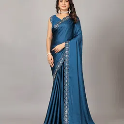 VIRENDRA TEXTILES Embellished SequinnedSatin Saree-picture-11