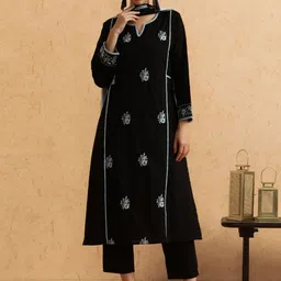 Anouk Women Embroidered Gotta Patti Pure Cotton Kurta with Trousers & Dupatta-47