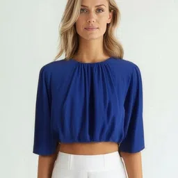 DressBerry Women Bishop Sleeves Balloon Crop Top-picture-16