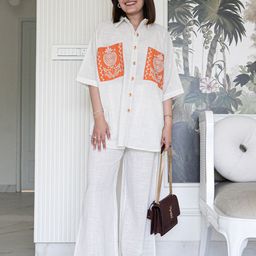 Bunaai Embroidered Shirt Collar Shirt With Palazzo Coastal Calm Co-Ords-image-87