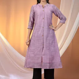 Charukriti Mandarin Collar Cotton A-Line Kurta With Trousers-image-94