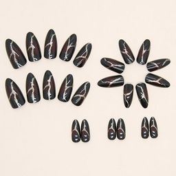 The Pink Truck Set of 24 Artificial Reusable Nails With Golden Design image 2