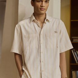 Andamen Men Premium Relaxed Fit Vertical Striped Spread Collar Casual Shirt-image-25