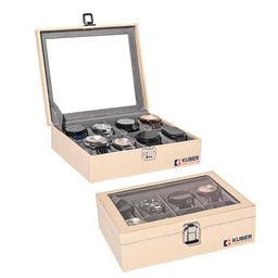 Kuber Industries Set Of 2 Cream-Coloured & Grey 8 Slots Watch Organiser Box-8