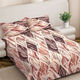 FABINALIV Beige & Brown Geometric Woollen 300 TC Double King Bedsheet Set-2.50 m X 2.25 m-picture-15