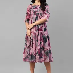 DEKLOOK Women Printed Fit & Flare Dress-image-4