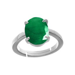 RRVGEM Silver Plated 9.50 Ratti Emerald Gemstone Adjustable Ring-image-61