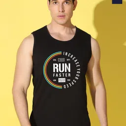 WOOSTRO Pack Of 2 Printed Super Combed Cotton Gym Vests VWS26(RUN BLACK)(ALONE NAVY)-20