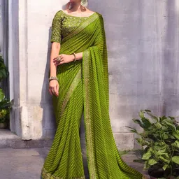 Ambuja International Leheriya Sequinned Pure Georgette Leheriya Saree-image-85