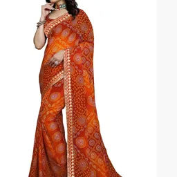 KANOODA Gotta Patti Pure Georgette Bandhani Saree-picture-30