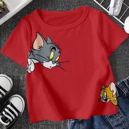 FIONAA TRENDZ Kids Unisex Red Pure Cotton Tom & Jerry Printed T-shirt-picture-25