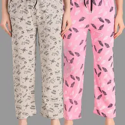 FIT N FAME Women Pack Of 2 Printed Cotton Pyjamas-picture-9