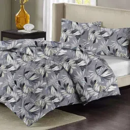 VAS COLLECTIONS Grey & White 4 Pieces Printed Superfine Double Extra Large Bedding Set-picture-2