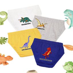 NUSYL Boys Pack Of 4 Diplodocus Printed Cotton Basic Briefs NUBCBRFPO4.0046-image-57