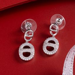 Kushal's Fashion Jewellery Rhodium-Plated Classic Zircon Drop Earrings-51