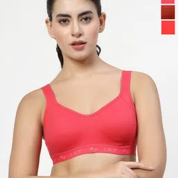 LILY Strops555 Pack Of 3 Full Coverage Non Padded Seamless Non Padded Sports Bra-picture-57