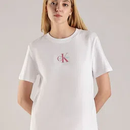 Calvin Klein Jeans Women Brand Logo Printed T-shirt-image-80
