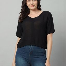 NATURE CRAFT Women V-Neck Short Sleeves Top-image-30