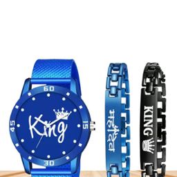 Miss Perfect Men Printed Round Dial Watch and 2pc Bracelet Gift Set-picture-28