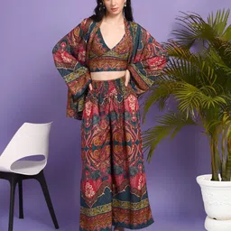 Boholyfe Avani Foil Whisper Top & Palazzo With Shrug Co-Ords-image-36