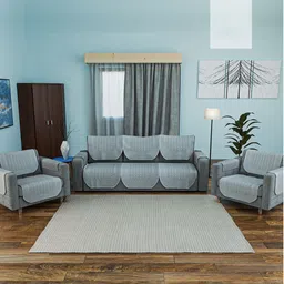 Kuber Industries Grey Printed Cotton Sofa Cover With Arms-image-98