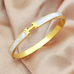 MYKI Stainless Steel Gold-Plated Opal Kada Bracelet-31