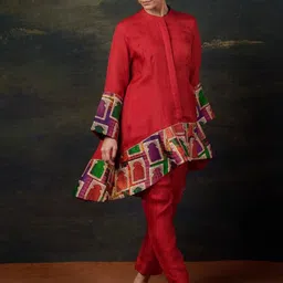 THETAA Printed Mandarin Collar Neck Tunic With Trousers Co-Ords-picture-35