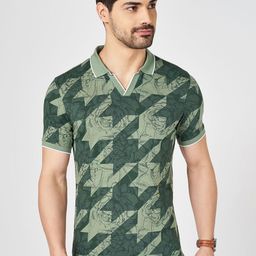BYFORD by Pantaloons Men Floral Printed Polo Collar Cotton Slim Fit T-shirt-picture-11
