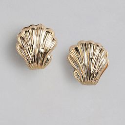 Forever New Gold Plated Shell Shaped Classic Studs Earrings-4