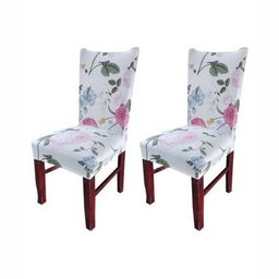 HOUSE OF QUIRK White & Pink 2 Pieces Floral Printed Removable Chair Covers-image-29