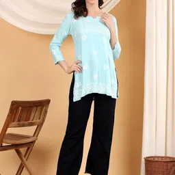 Poshak Chikan Studio Women Floral Embroidered Kurti-picture-36