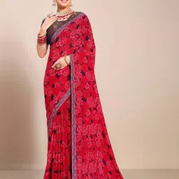 Moda Rapido Floral Poly Georgette Designer Saree-image-5