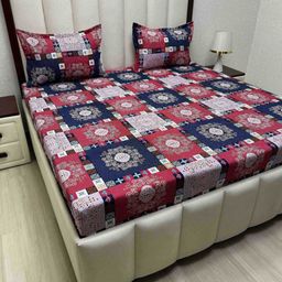 Pure Decor Amulya Navy Blue Geometric Printed 350 TC Queen Bedsheet Set 2.28 m x 2.54 m-image-96