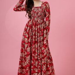 De La Moda Floral Print Georgette Fit & Flare Maxi Dress-image-85