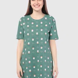 Juliet Women Graphic Printed Cotton T-shirt Dress-picture-24