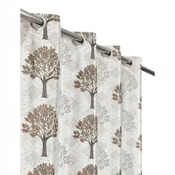 UrbanArts Brown And White Floral Printed Room Darkening Long Door Curtain-picture-25