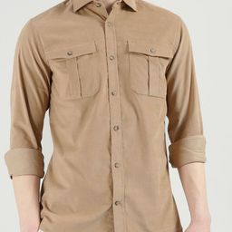 HACKETT LONDON Men Cutaway Collar Textured Cotton Casual Shirt-image-17