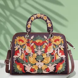 VELUCIA Women Floral Textured Structured Handheld Bag-10