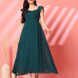 aayu Women Round Neck Flutter Sleeves Fit & Flare Maxi Dress-picture-16