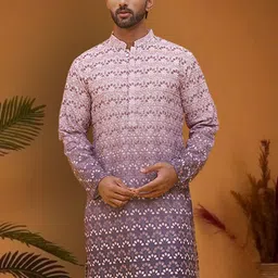 Jompers Floral Embroidered Sequinned Mandarin Collar Cotton Straight Kurta-image-16