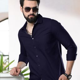 Moda Rapido Men Standard Fit Spread Collar Solid Cotton Casual Shirt-image-73
