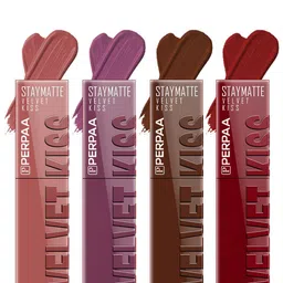 PERPAA Set Of 4 Velvet Kiss Waterproof Matte Liquid Lipstick -3.5 ml Each -Shades -5-6-7-9-8